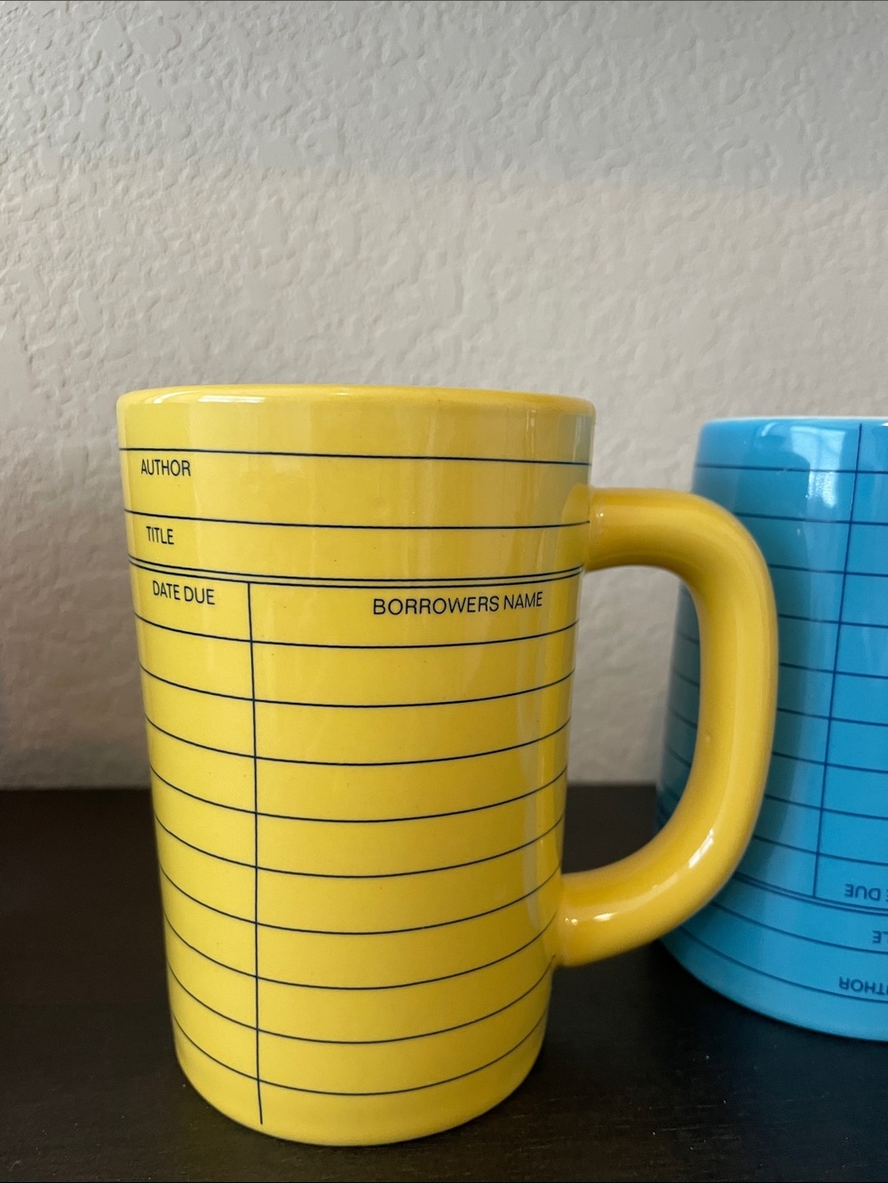 Out of Print Orange, Green, Yellow & Blue Library Card Ceramic Mugs - Picture 5 of 8
